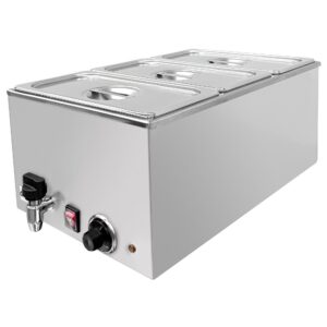 ChefAsst ZCK165BT-3 Professional Food Warmer With Faucet & 3 x 1/3 GN Trays, 6 1/2″ Depth