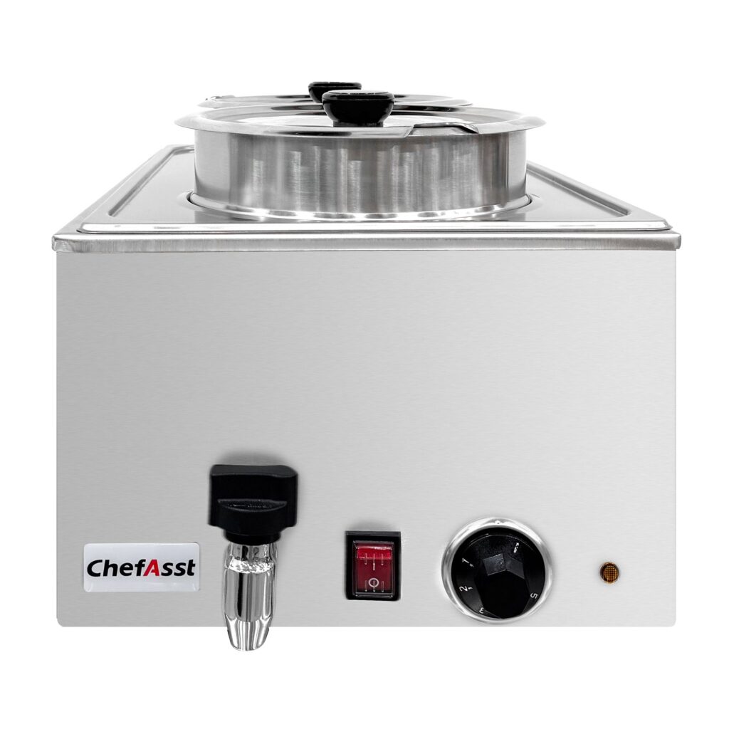 ChefAsst ZCK165BT-4 Professional Food Warmer With Faucet & Two Soup Pots,  6 1/2″ Depth