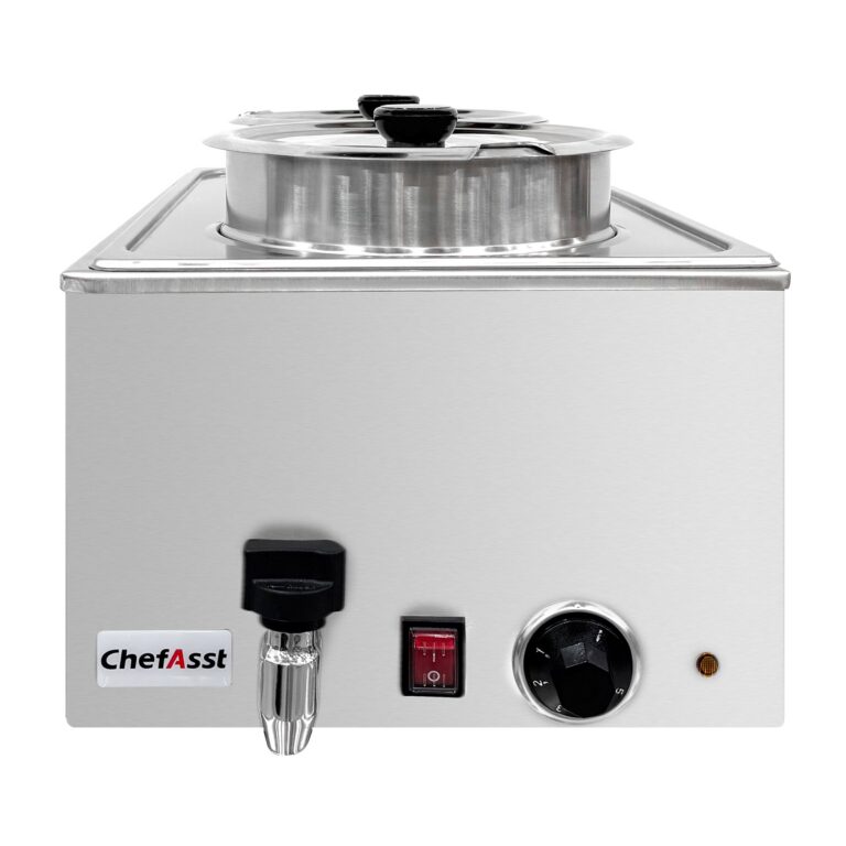 ChefAsst ZCK165BT-4 Professional Food Warmer With Faucet & Two Soup Pots,  6 1/2″ Depth
