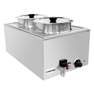 ChefAsst ZCK165BT-4 Professional Food Warmer With Faucet & Two Soup Pots,  6 1/2″ Depth