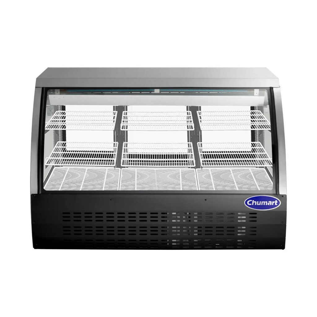 Chumart CMT-64DC 64 1/4″ Black Curved Glass Refrigerated Deli Case