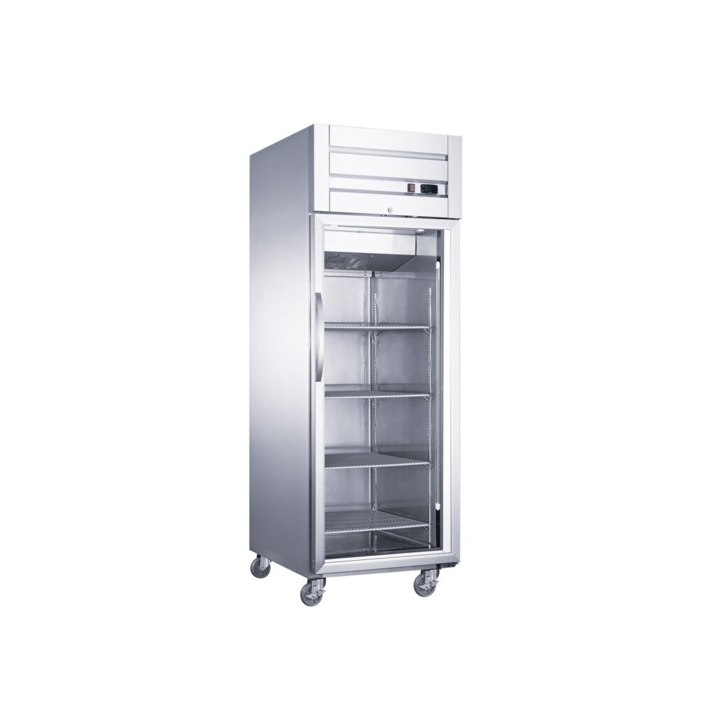 Dukers D28AR-GS1 27 1/2″ One Section Glass Full Door Reach-In Refrigerator, Top Mount, Stainless Steel, 19.1 Cu.Ft.