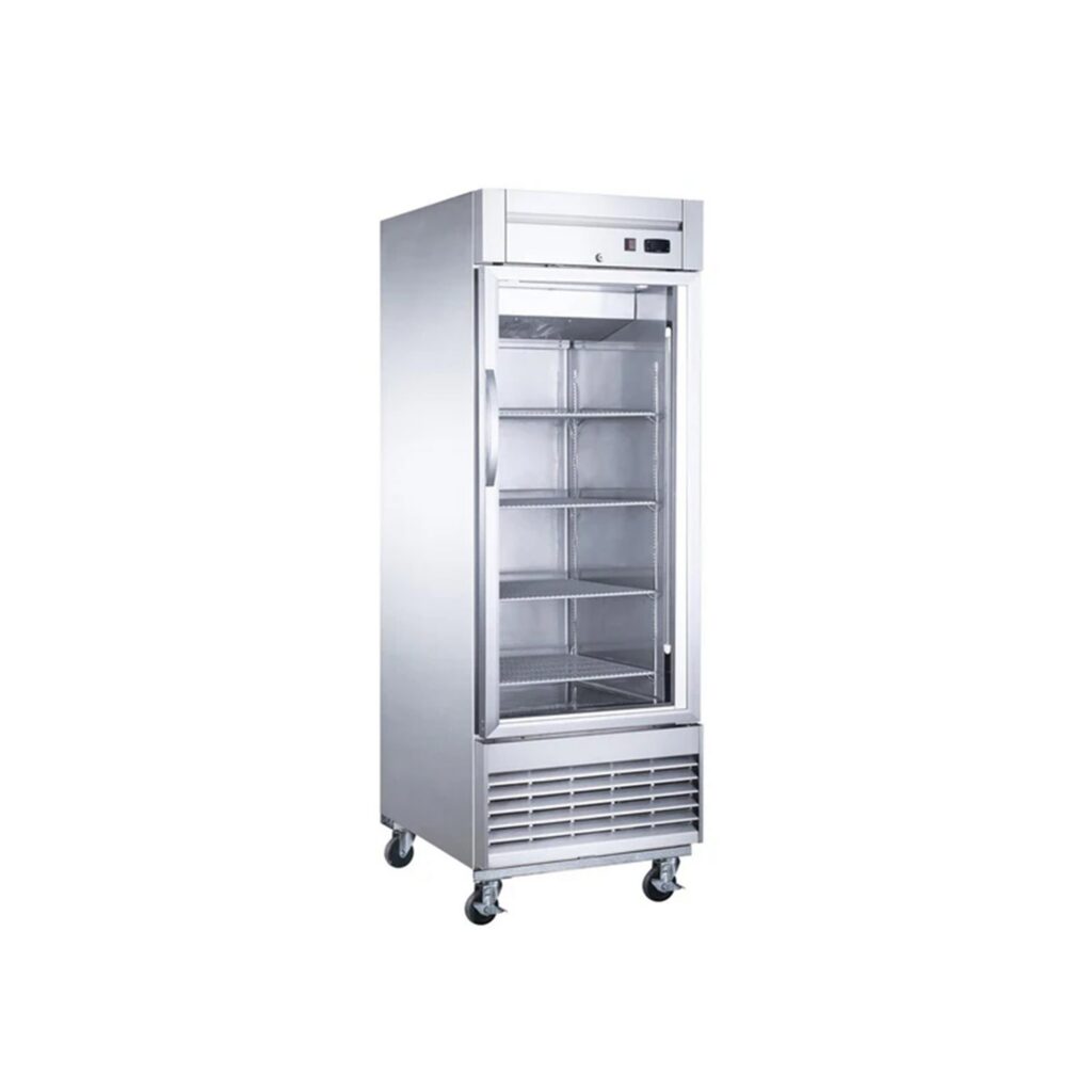 Dukers D28R-GS1 27 1/2″ One Section Glass Full Door Reach-In Refrigerator, Bottom Mount, Stainless Steel, 18.8 Cu.Ft.