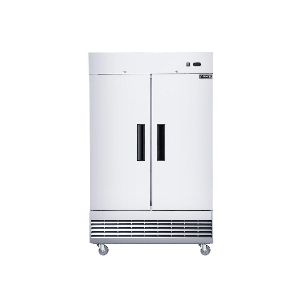 Dukers D47ER 47 1/4″ Two Section Reach-In Refrigerator with Solid Full Doors, Bottom Mount, Stainless Steel, 29.5 Cu.Ft.