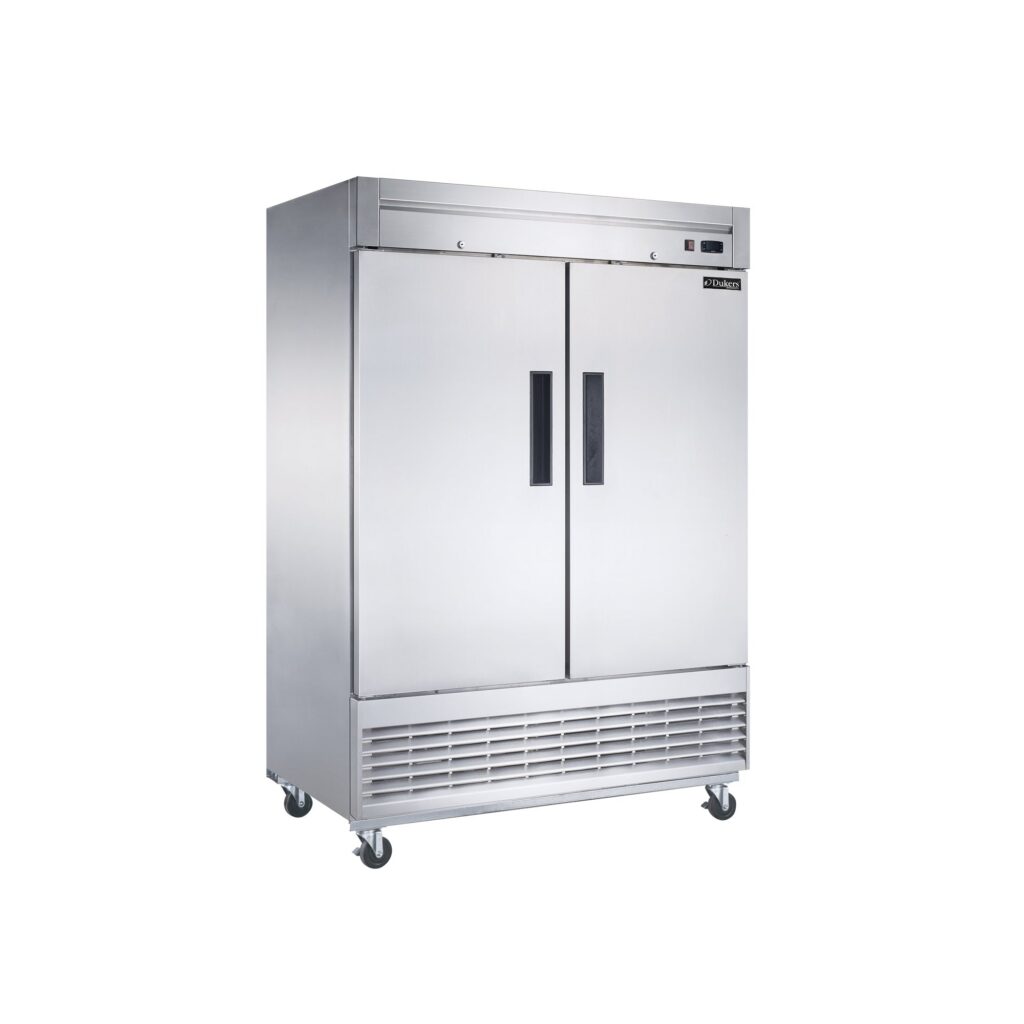 Dukers D55R 55 1/8″ Two Section Reach-In Refrigerator with Solid Full Doors, Bottom Mount, Stainless Steel, 41.6 Cu.Ft.