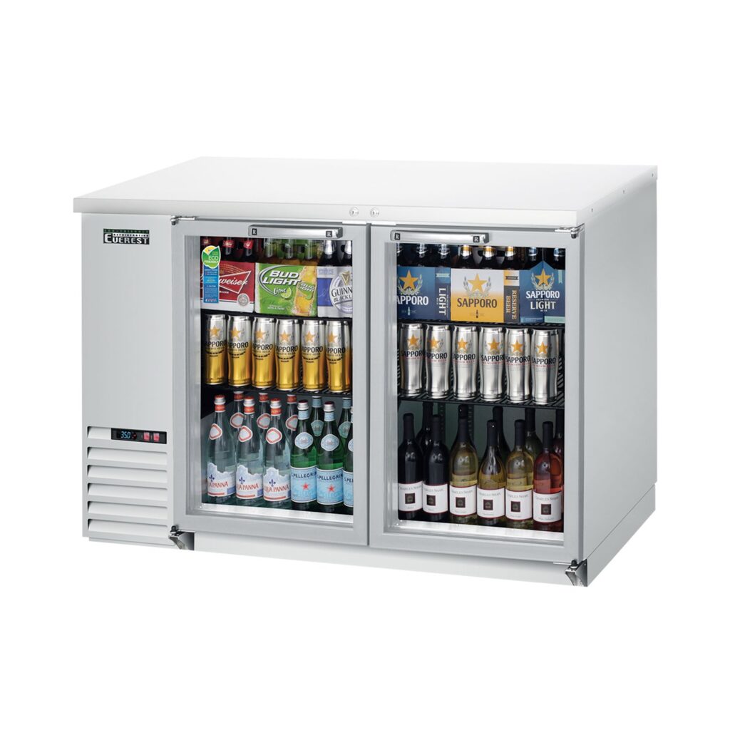 Everest EBB48G-SS 49″ Stainless Steel Back Bar Cooler, 2 Glass Doors, 14 cu. ft.