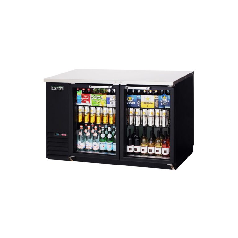 Everest EBB59G-24 57 3/4″ Back Bar Cooler, 2 Glass Doors, 17 cu. ft.
