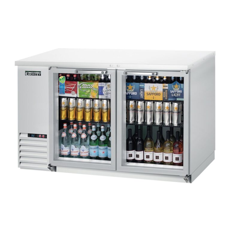 Everest EBB59G-SS 57 3/4″ Stainless Steel Back Bar Cooler, 2 Glass Doors, 20 cu. ft.