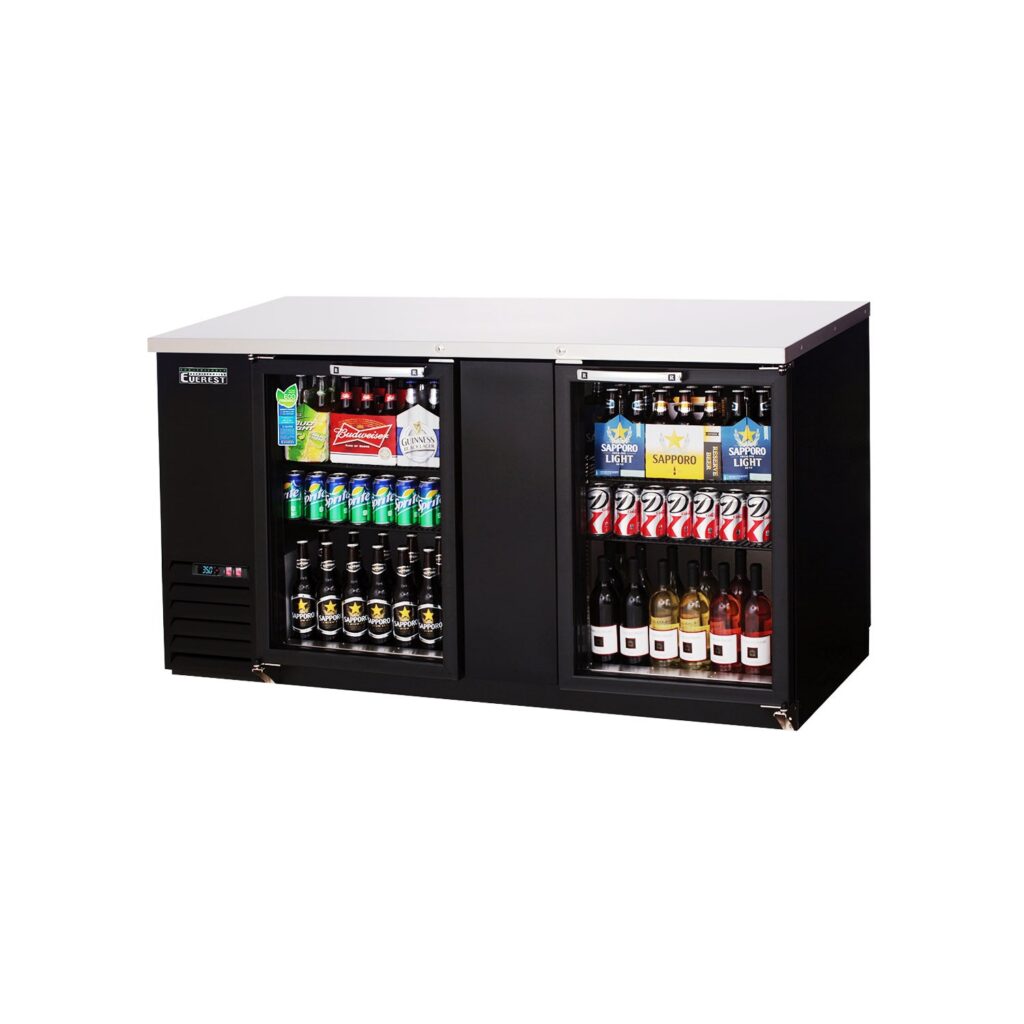 Everest EBB69G-24 68″ Back Bar Cooler, 2 Glass Doors, 20 cu. ft.