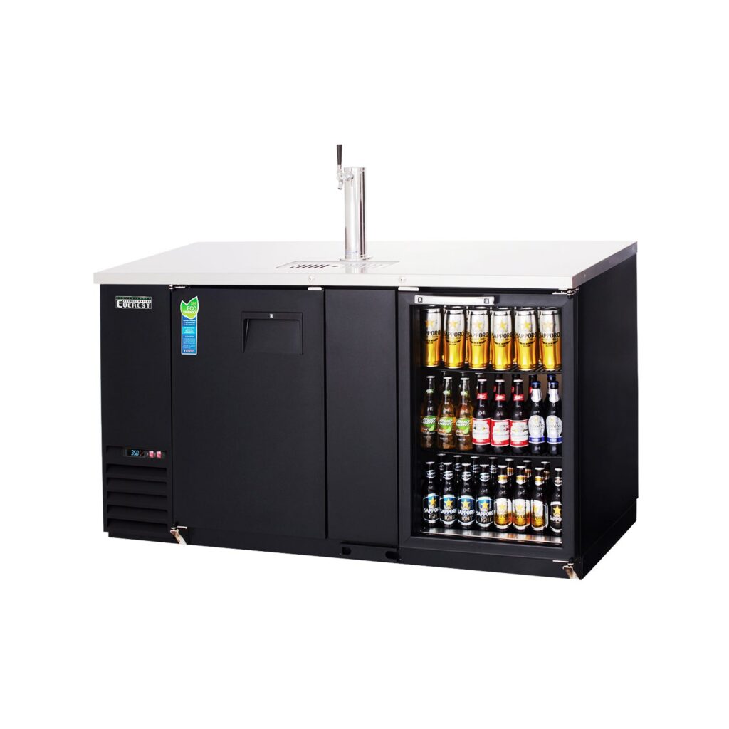 Everest EBD3-BBG-24 68″ Direct Draw Keg Refrigerator, 1 Solid Door & 1 Glass Door, 20 cu. ft.