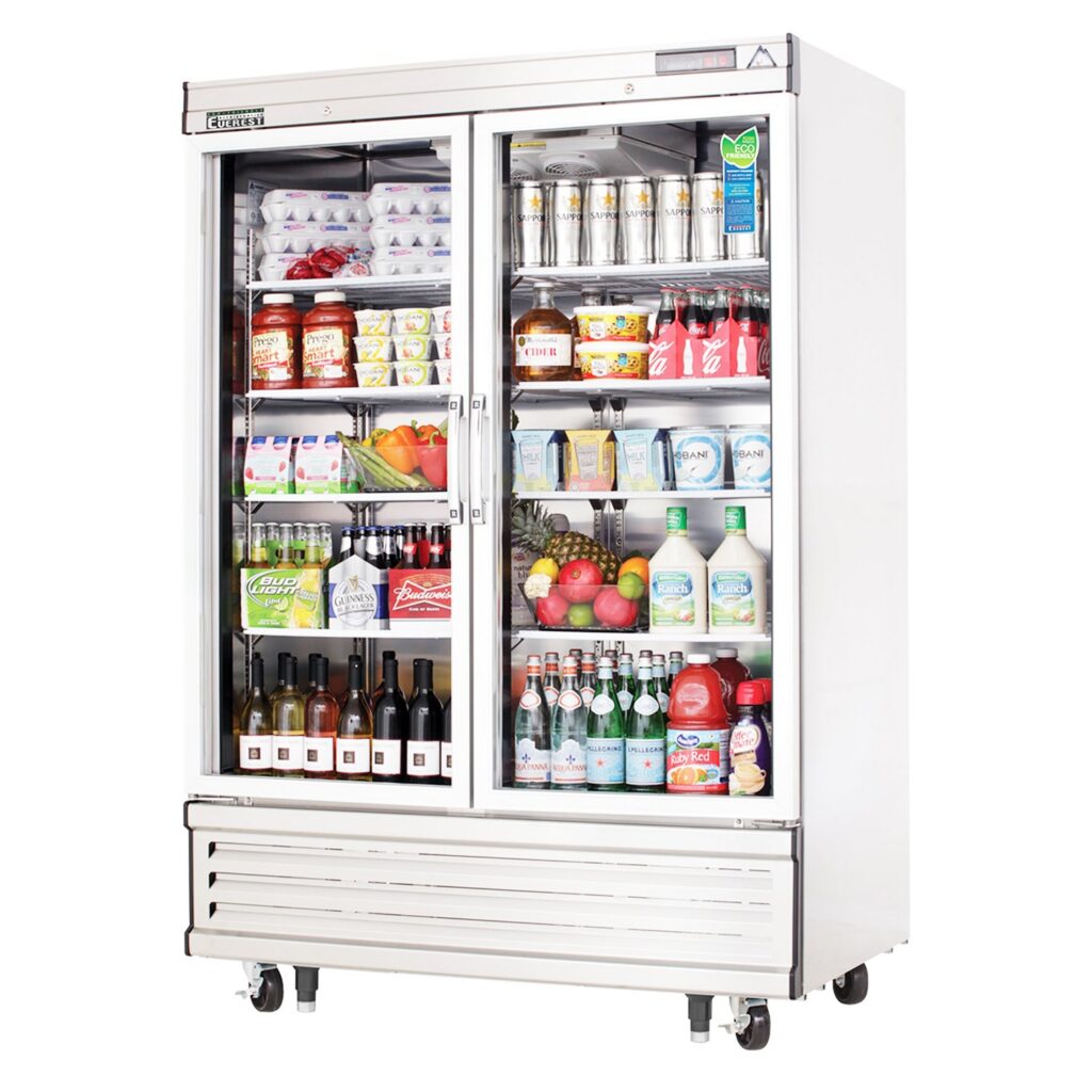Everest EBGR2 54 1/8″ Stainless Steel 50 cu. ft Reach-In Refrigerator, 2 Glass Full Doors, Bottom Mount