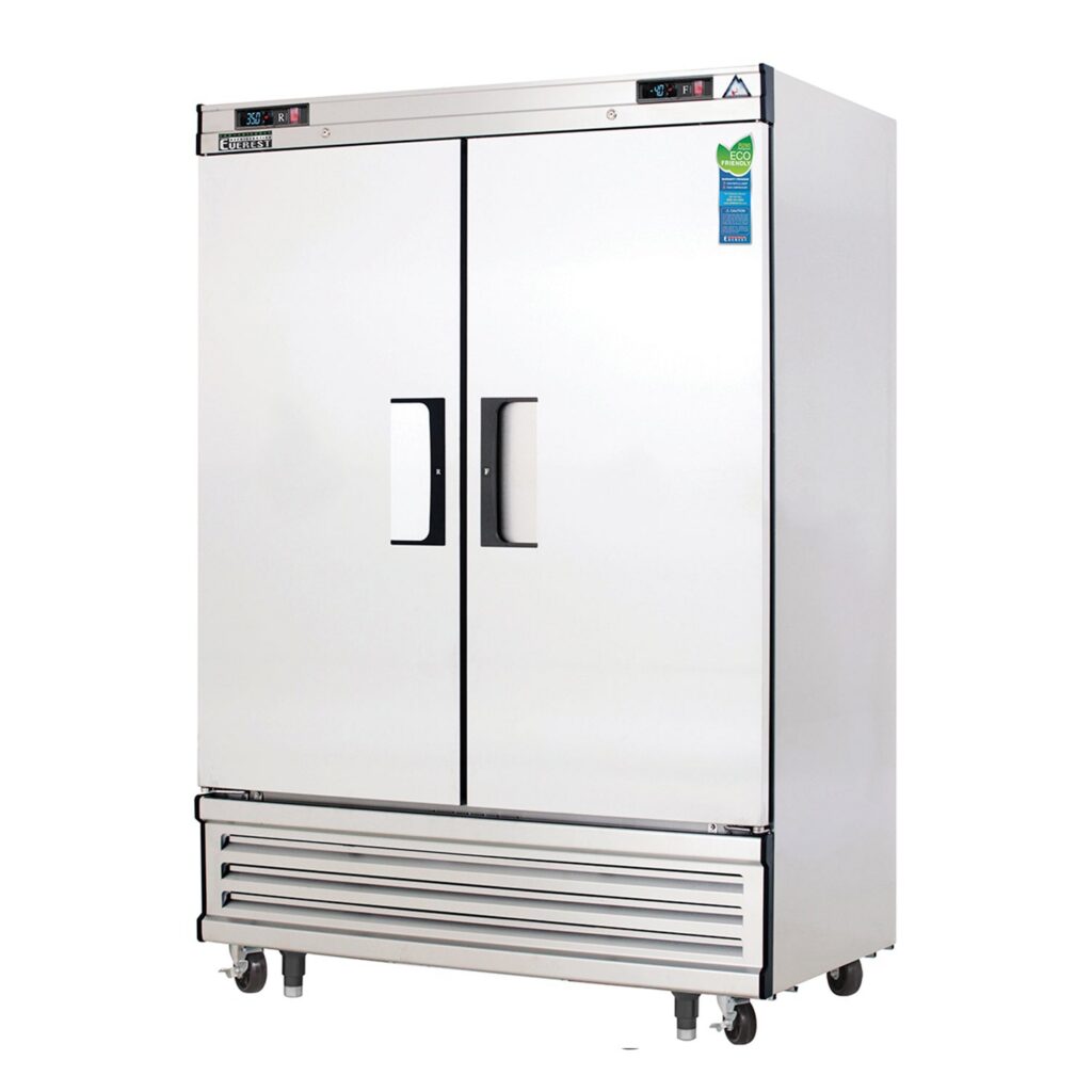 Everest EBRF2 54 1/8″ Stainless Steel Reach-In Refrigerator/Freezer Combo, 2 Solid Full Doors, Bottom Mount