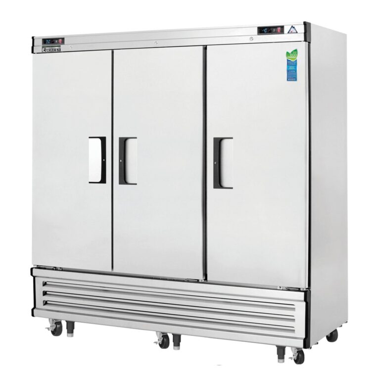 Everest EBRF3 74 3/4" 不锈钢立式冷藏柜/冷冻柜组合，3个实心全门，底部安装
