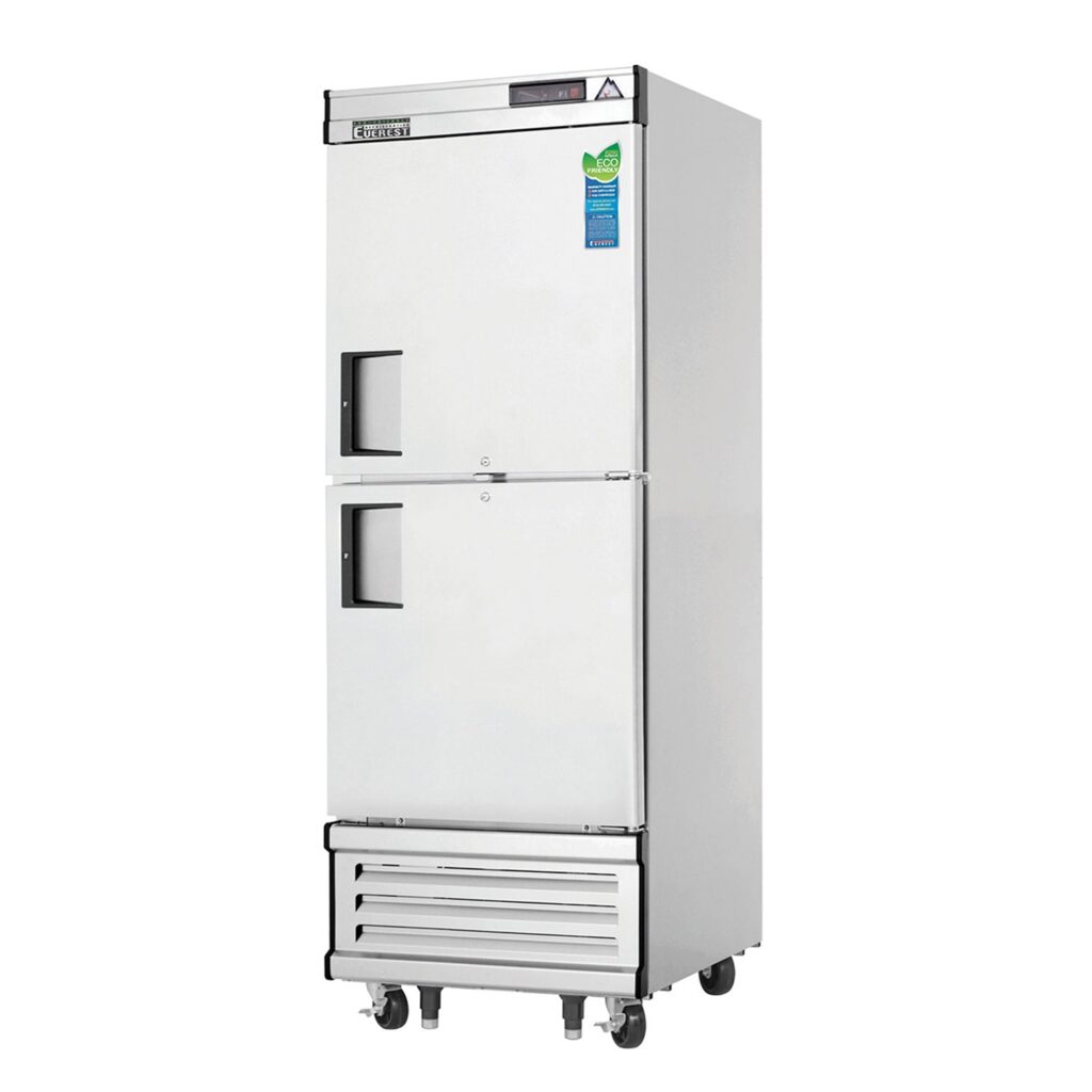 Everest EBWFH2 29 1/4″ Stainless Steel 23 cu. ft Reach-In Freezer, 2 Solid Half Doors, Bottom Mount