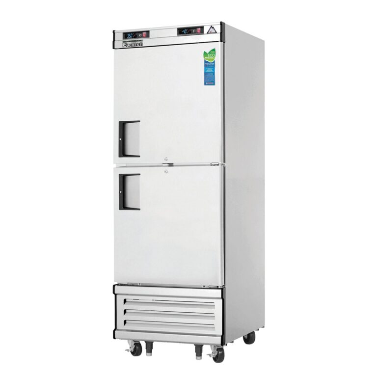 Everest EBWRFH2 29 1/4" Acero Inoxidable refrigerador vertical/congelador vertical, 2 puertas sólidas de media altura, montaje inferior