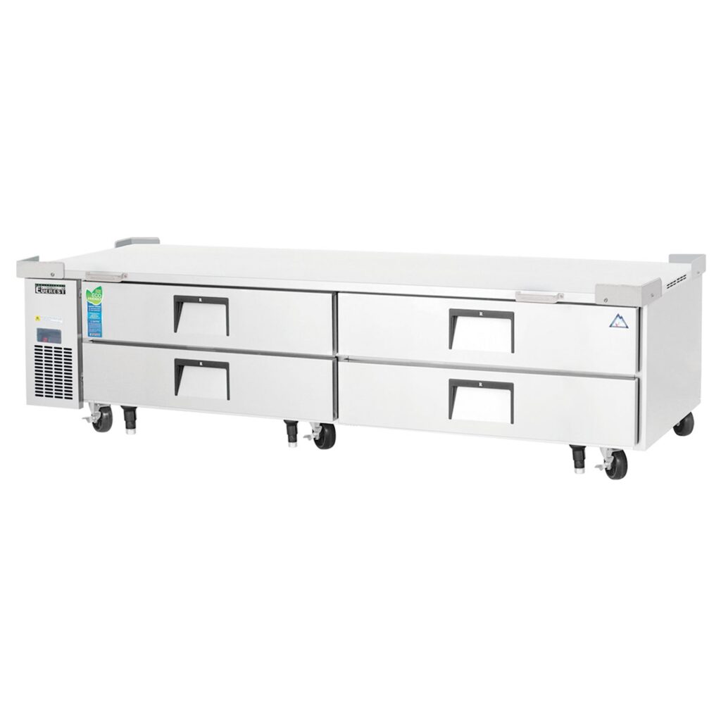 Everest ECB96D4 95 1/2″ Stainless Steel Chef Base Refrigerator, 4 Drawers