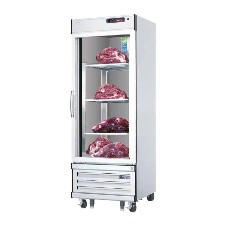 Everest EDA1-S 24" Acero Inoxidable 10 pies cúbicos refrigerador para secado y descongelamiento, puerta de vidrio completa, montaje inferior