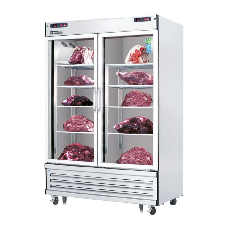 Everest EDA2 54 1/8" Acero Inoxidable 50 pies cúbicos refrigerador para secado y descongelamiento, 2 puertas de vidrio completa, montaje inferior