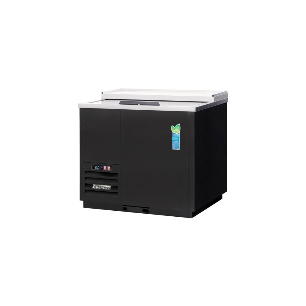Everest EGC37 36 3/4″ Black Horizontal Bottle Cooler, Solid Slide Lid Glass, 11 cu. ft.