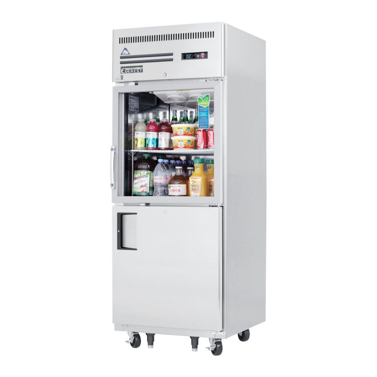 Everest EGSH2 29 1/4" Refrigerador Vertical de Acero Inoxidable, 1 Vidrio y 1 Puerta Solidaria a Medida, Montaje Superior