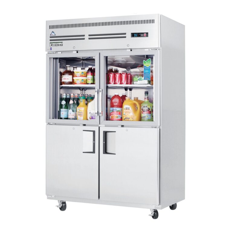 Everest EGSH4 49 5/8" Refrigerador Vertical de Acero Inoxidable, 2 Vidrios y 2 Puertas Solidarias a Medida, Montaje Superior