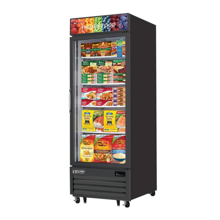 Everest EMGF23B 29 1/8" Congelador Merchandiser de 23 pies cúbicos, 1 Puerta de Vidrio, Exterior Negro