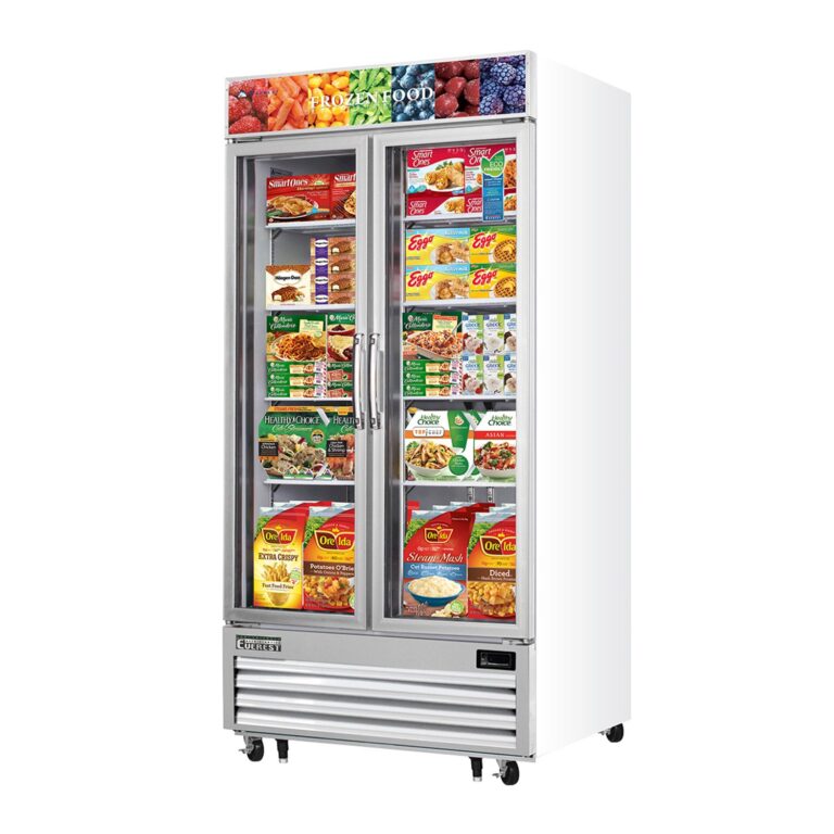 Everest EMGF36 41" Blanco Congelador Merchandiser de 36 pies cúbicos, 2 Puertas de Vidrio