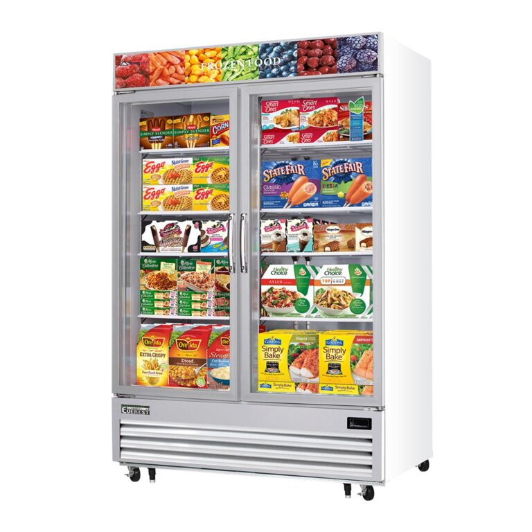 Everest EMGF48 54 3/4" Blanco Congelador Merchandiser de 48 pies cúbicos, 2 Puertas de Vidrio