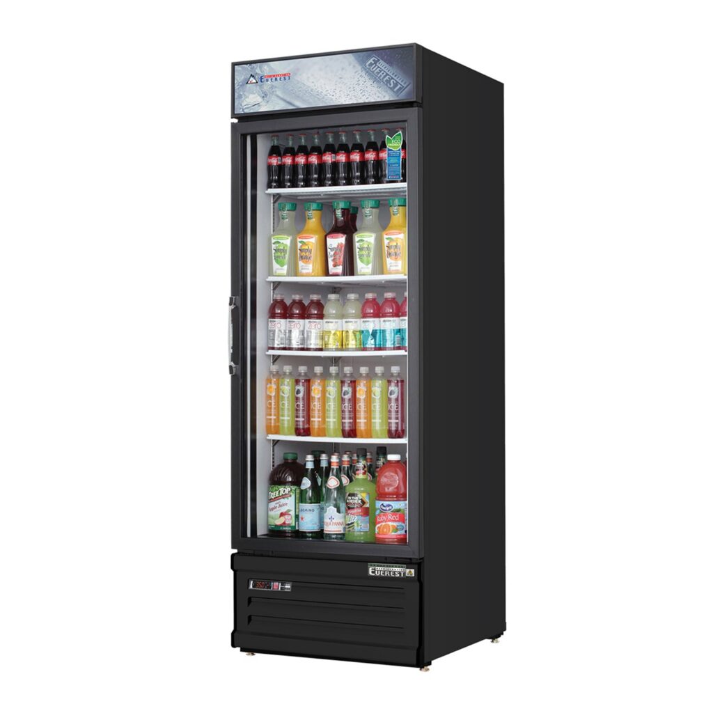 Everest EMGR10B 24″ Black 10 cu. ft Refrigerator Merchandiser, 1 Glass Door