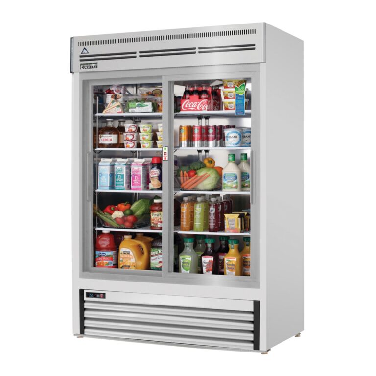 Everest EMGR48-SS 53 1/8" Acero Inoxidable 48 pies cúbicos Merchandiser Refrigerador, 2 Puertas de Vidrio