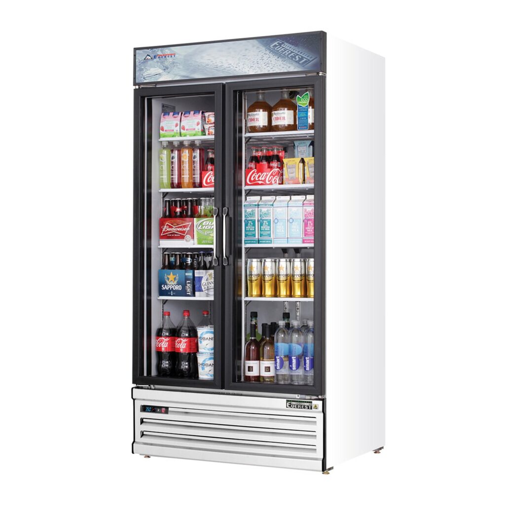 Everest EMSGR33 39 3/8″ White 36 cu. ft Refrigerator Merchandiser, 2 Glass Doors
