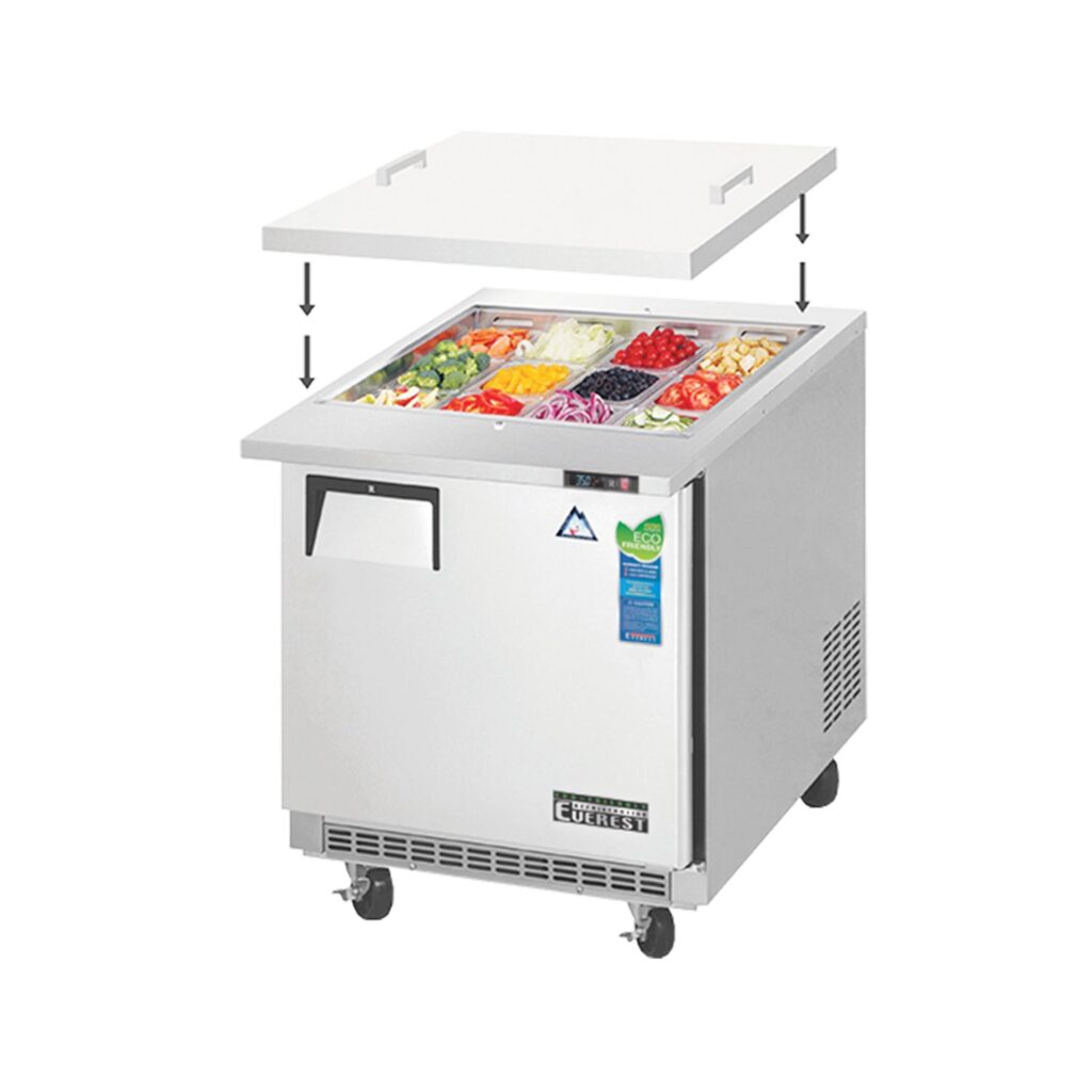 Everest EOTP1 27 3/4″ Stainless Steel Open Top Prep Refrigerator, 1 Solid Door