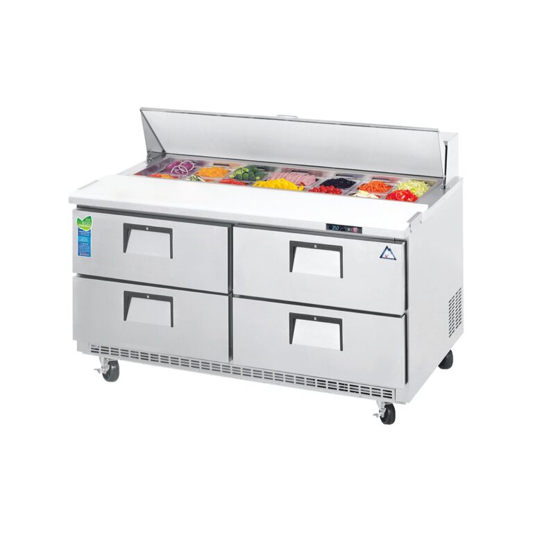 Everest EPBNR2-D4 47 1/2" Acero Inoxidable Mesa de Preparación Refrigerada de Sándwich y Ensalada, 4 Cajones