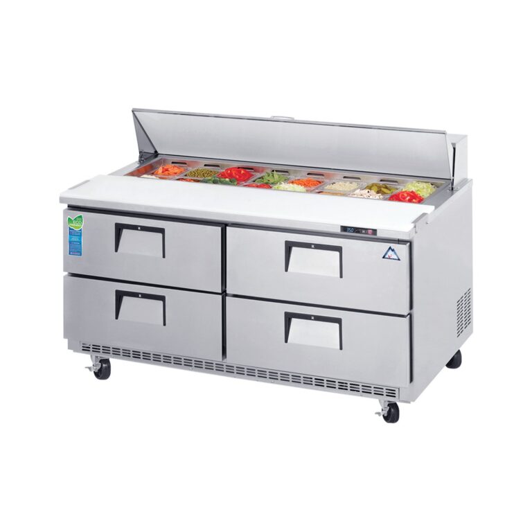 Everest EPBNWR2-D4 59 1/8" Acero Inoxidable Mesa de Preparación Refrigerada de Sándwich y Ensalada, 4 Cajones