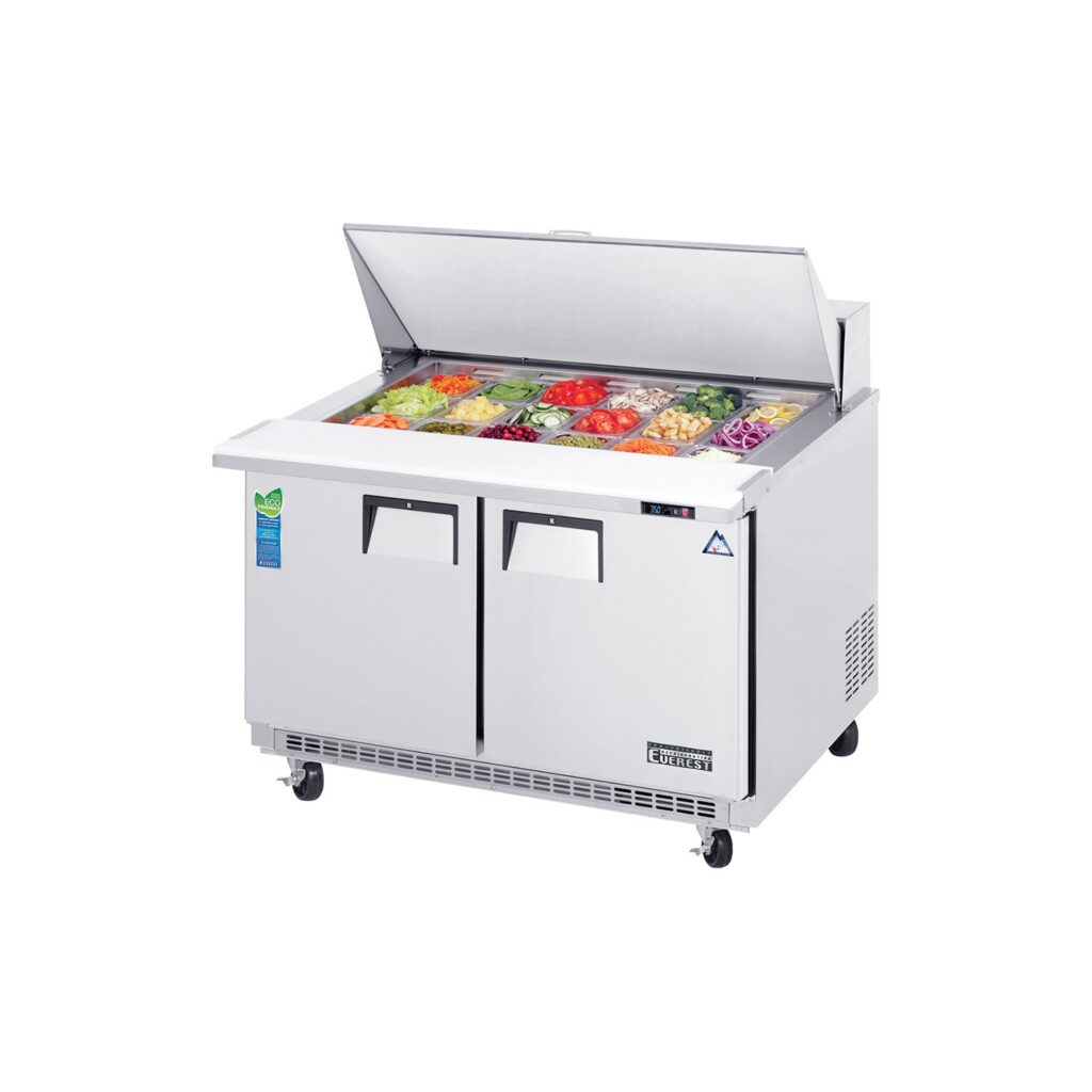 Everest EPBR2 47 1/2″ Stainless Steel Mega Top Sandwich Salad Prep Table, 2 Solid Doors