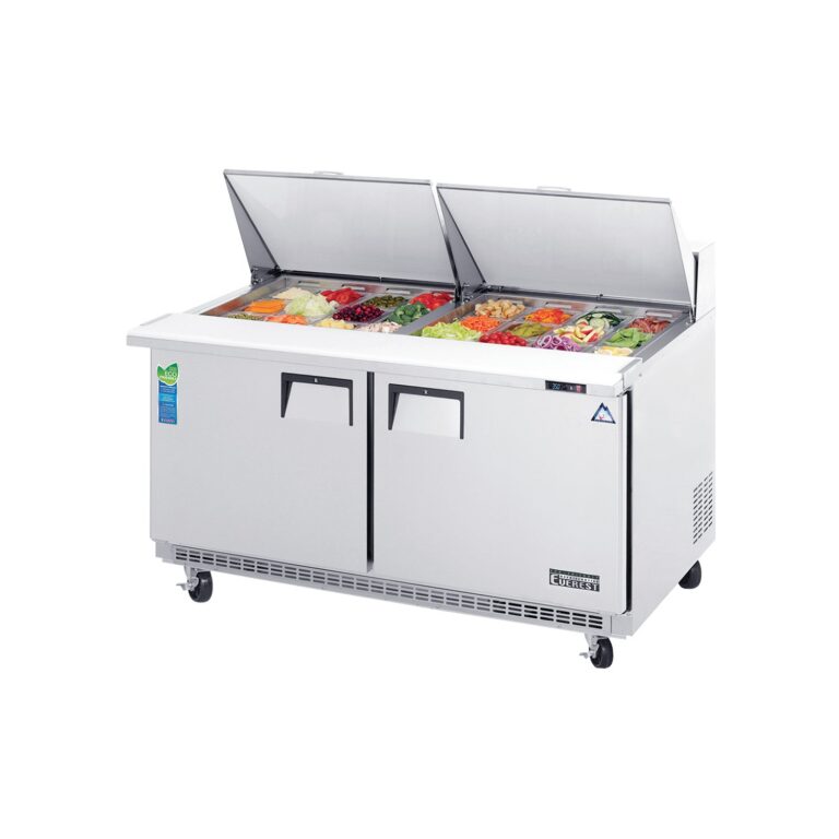Everest EPBWR2 59 1/8" Acero Inoxidable Mesa de Trabajo Refrigerada para Sandwiches y Saladas, 2 Puertas Opacas