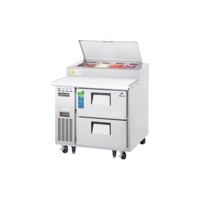 Everest EPPR1-D2 35 5/8" Acero Inoxidable Mesa de Trabajo Refrigerada para Pizza, 2 Cajones