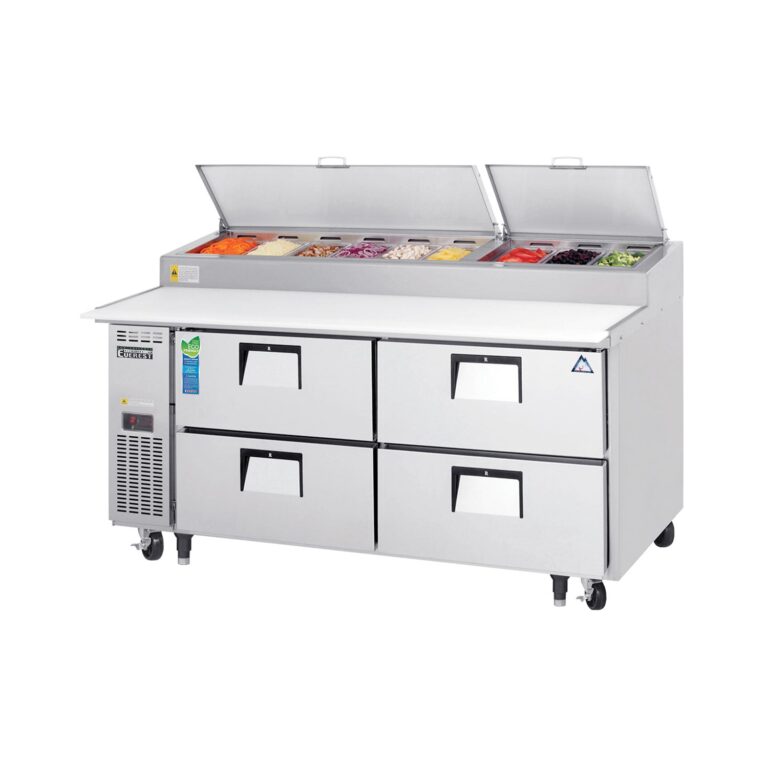Everest EPPR2-D4 71" Acero Inoxidable Mesa de Trabajo Refrigerada para Pizza, 4 Cajones