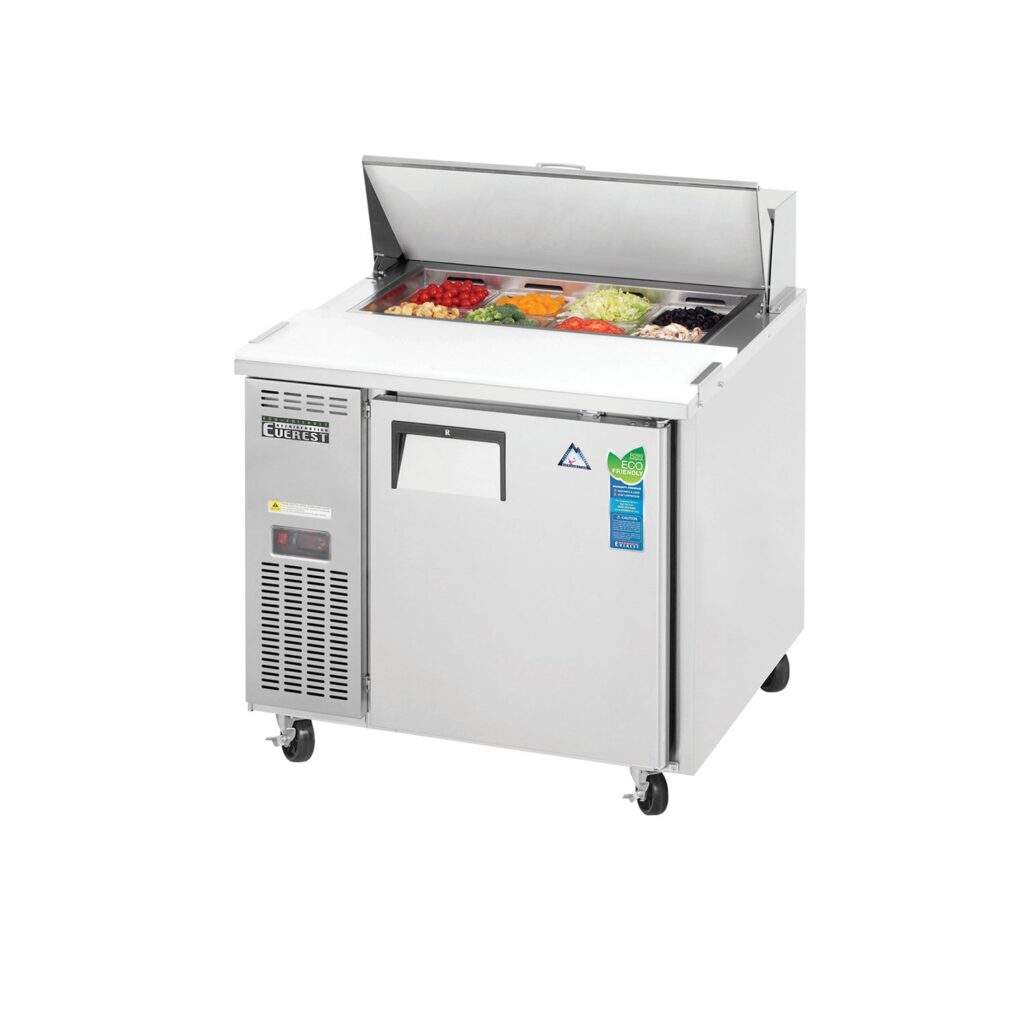Everest EPR1 35 5/8″ Stainless Steel Sandwich Prep Table Refrigerator, 1 Solid Door