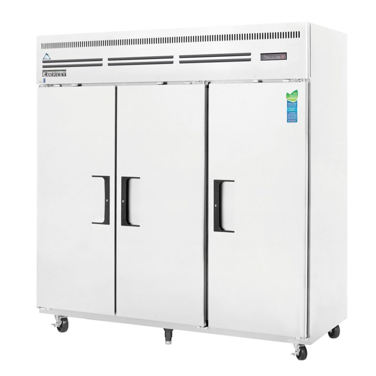 Everest ESF3 74 3/4" 不锈钢71立方英尺立式冷冻柜，3扇实心全门，顶部安装