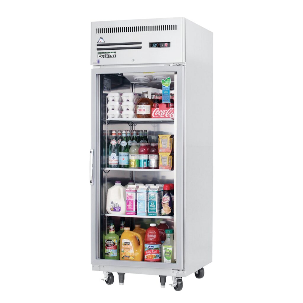 Everest ESGR1 29 1/4″ Stainless Steel 23 cu. ft Reach-In Refrigerator, Glass Full Door, Top Mount