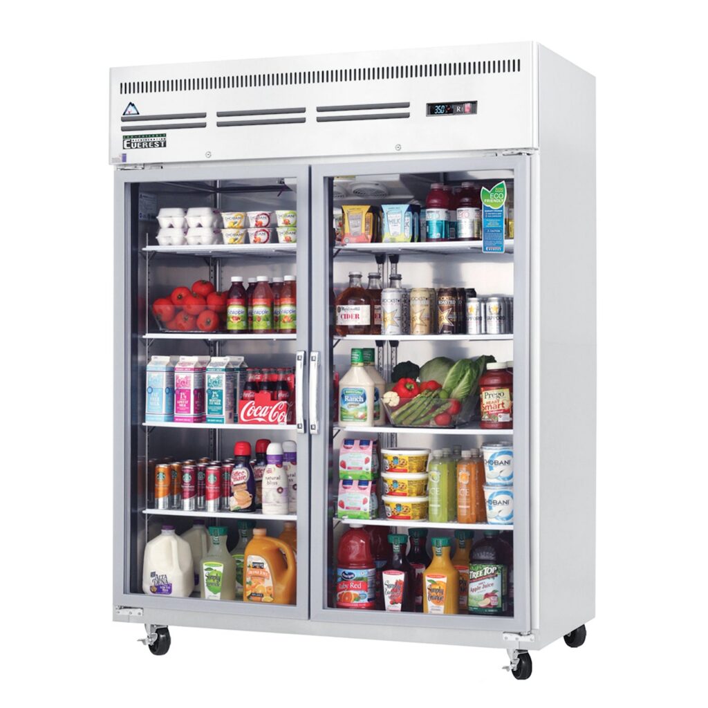 Everest ESGWR2 59″ Stainless Steel 55 cu. ft Reach-In Refrigerator, 2 Glass Full Doors, Top Mount