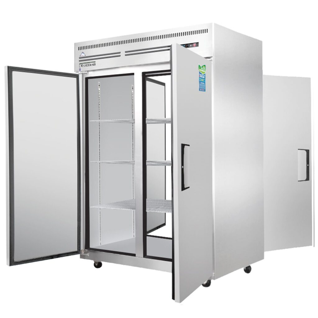 Everest ESPT-2S-2S 49 5/8″ Stainless Steel Reach-In Refrigerator, 2 Solid Full Doors, Pass Thru Design, Top Mount