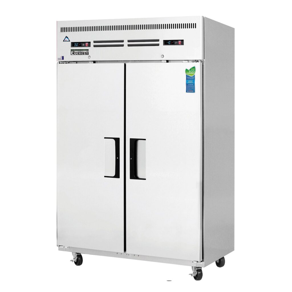 Everest ESRF2A 49 5/8″ Stainless Steel Reach-In Refrigerator/Freezer Combo, 2 Solid Full Doors, Top Mount