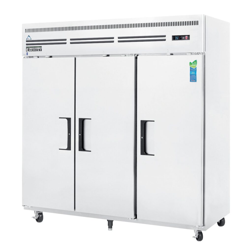 Everest ESR3 74 3/4″ Stainless Steel 71 cu. ft Reach-In Refrigerator, 3 Solid Full Doors, Top Mount