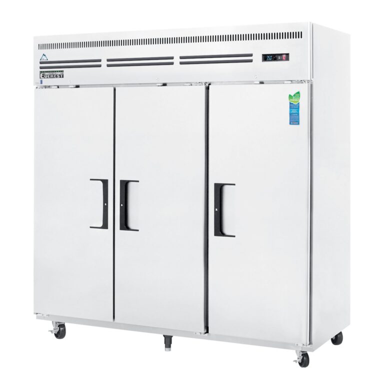 Everest ESR3 74 3/4" Acero Inoxidable refrigerador vertical, 71 pies cúbicos, 3 puertas completas sólidas, montaje superior