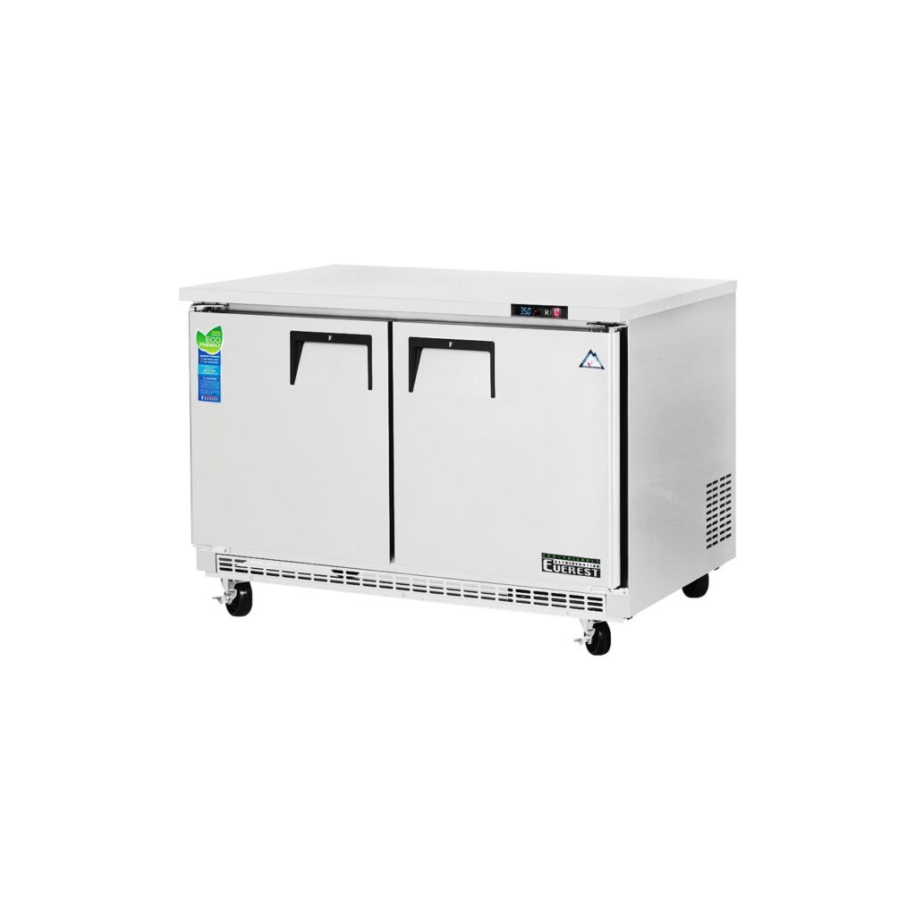 Everest ETBR2 47 1/2″ Stainless Steel 14 cu. ft Undercounter Refrigerator, 2 Solid Doors