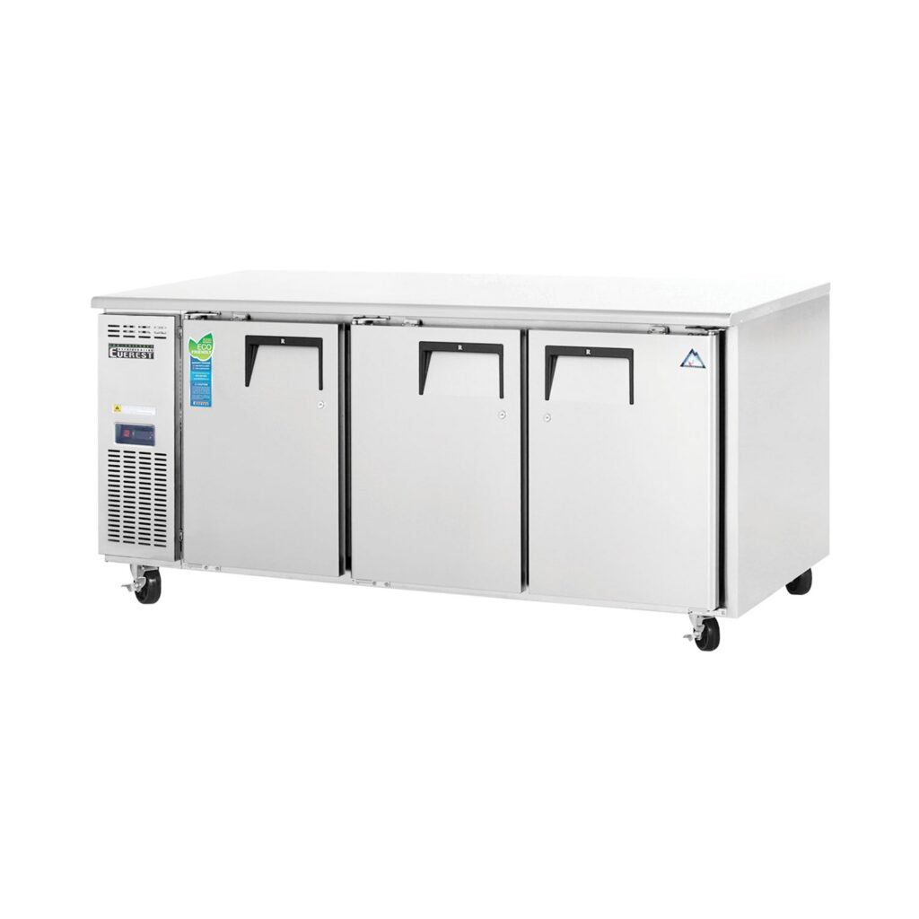 Everest ETR3 71 1/8″ Stainless Steel 22 cu. ft Undercounter Refrigerator, 3 Solid Doors