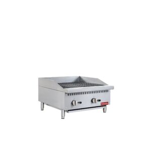Flamaster FLM-CB24-M 24″ Countertop Gas Charbroiler, NG/LPG, 70,000 BTU, 2 Burners