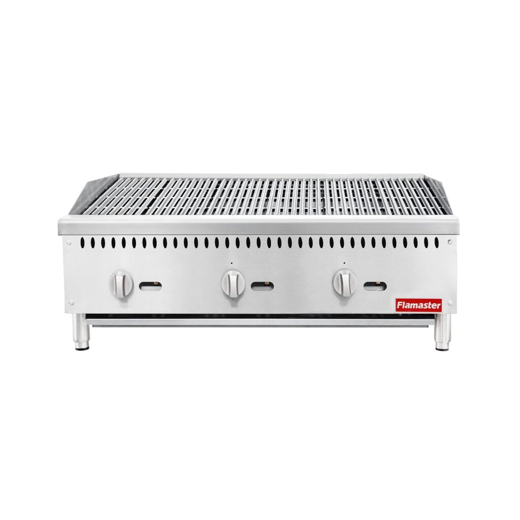 Flamaster FLM-CB36-M 36″ Countertop Gas Charbroiler, NG/LPG, 105,000 BTU, 3 Burners